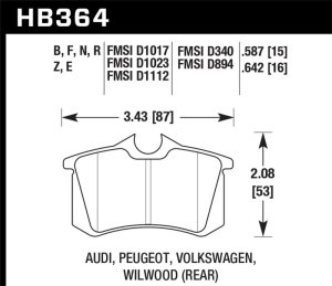 Audi A4 Avant Brake Pads - Rear - Hawk Performance - ER-1 - `98-`00